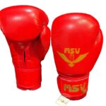 دستکش بوکس چرم گاومیش مسابقه‌ای سر گرد MSV قرمز 2