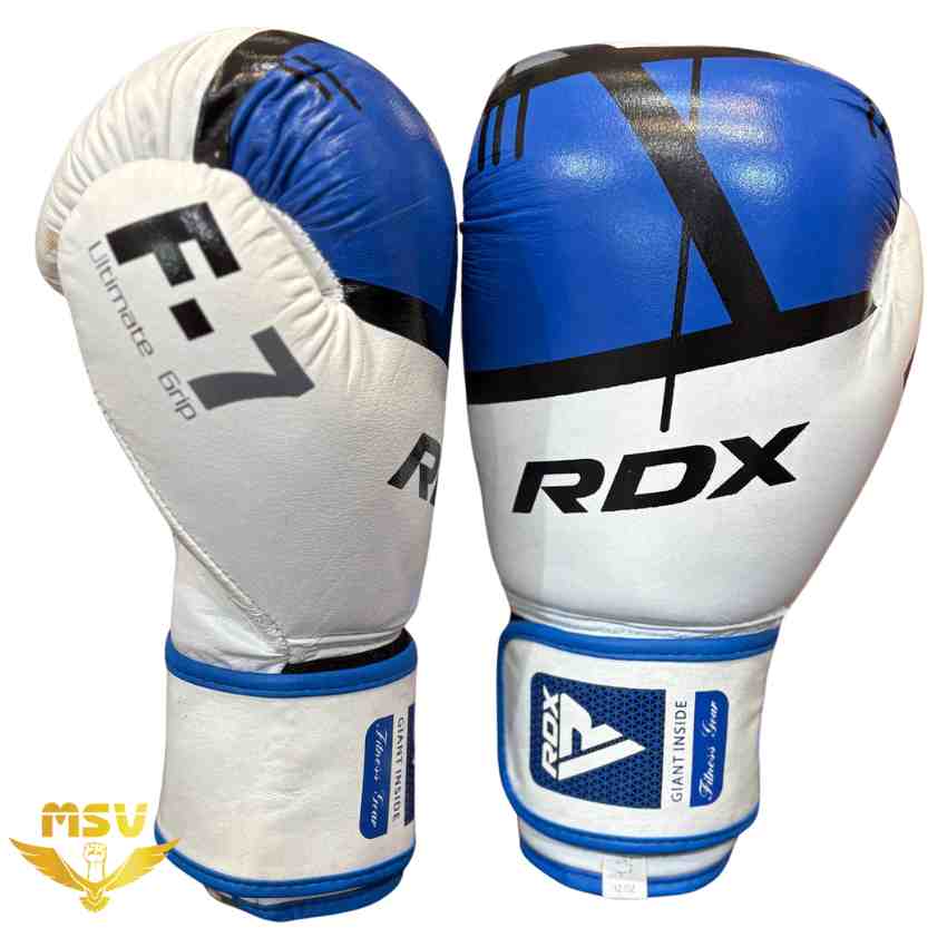 دستکش بوکس چرم طبیعی آر دی ایکس RDX آبی کنار و مارک دستکش بوکس