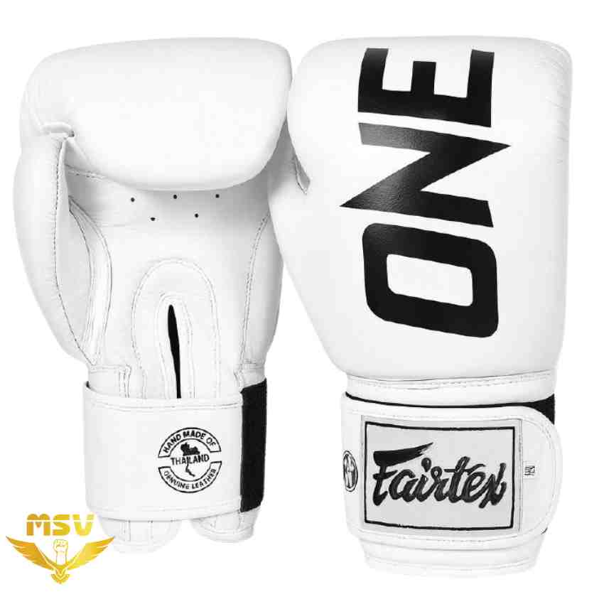 دستکش بوکس چرم طبیعی درجه یکی فرتکس _ Fairtex وان _ ONE Championship سفید