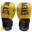 دستکش چرم بوکس اورلست everlast طلایی مشکی روی دستکش