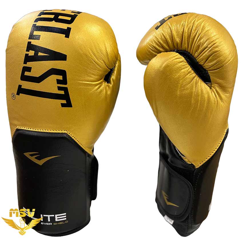 دستکش چرم بوکس اورلست everlast طلایی مشکی