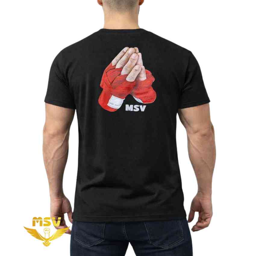 تی شرت سوپر نخ پنبه اعلا طرح ام ام ای MMA دستکش بوکس و باند بوکس پشت