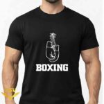 تیشرت ساده مشکی سوپر نخ پنبه طرح Boxing