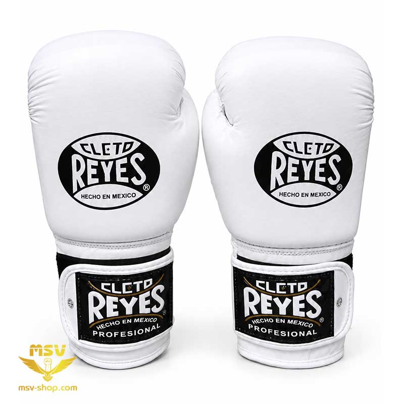 دستکش-بوکس-چرم-طبیعی-ریس-Reyes-قالب-حرفه‌ای-سفید-روی-دستکش